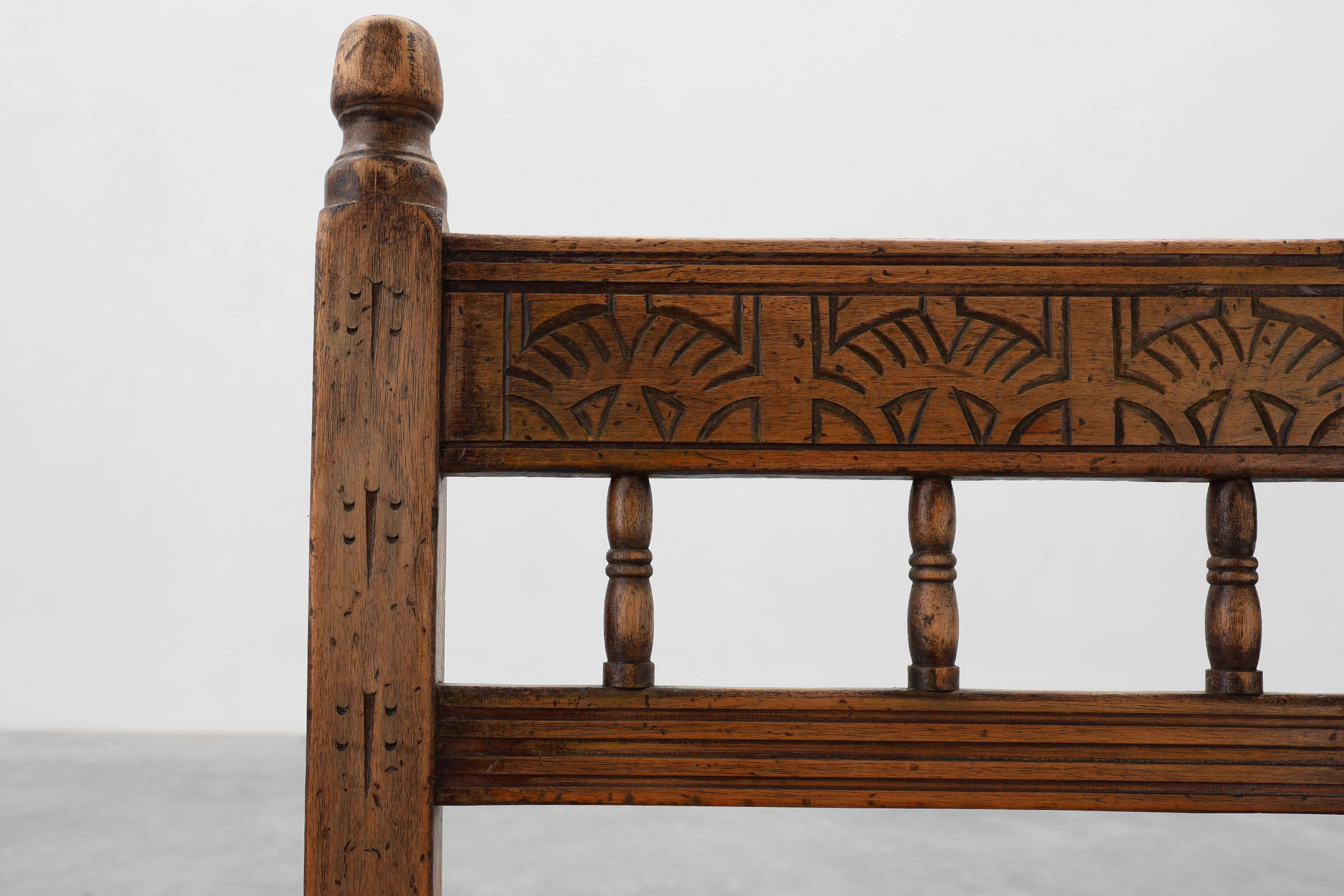 Six 19th Century Spanish Hand-Carved oak Side Chairs with Velour Seatthumbnail